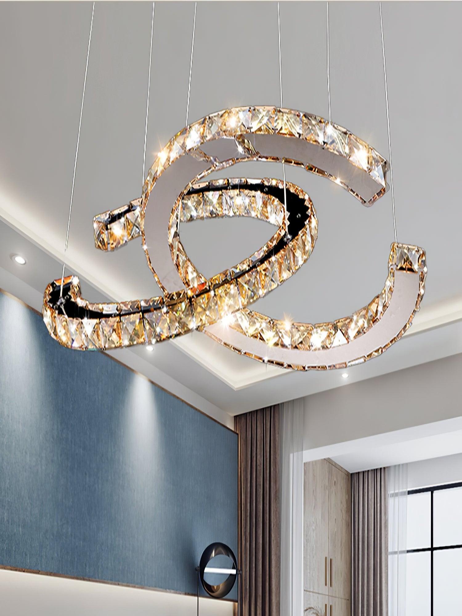 Modern Crystal Double C Chandelier - Letslighting