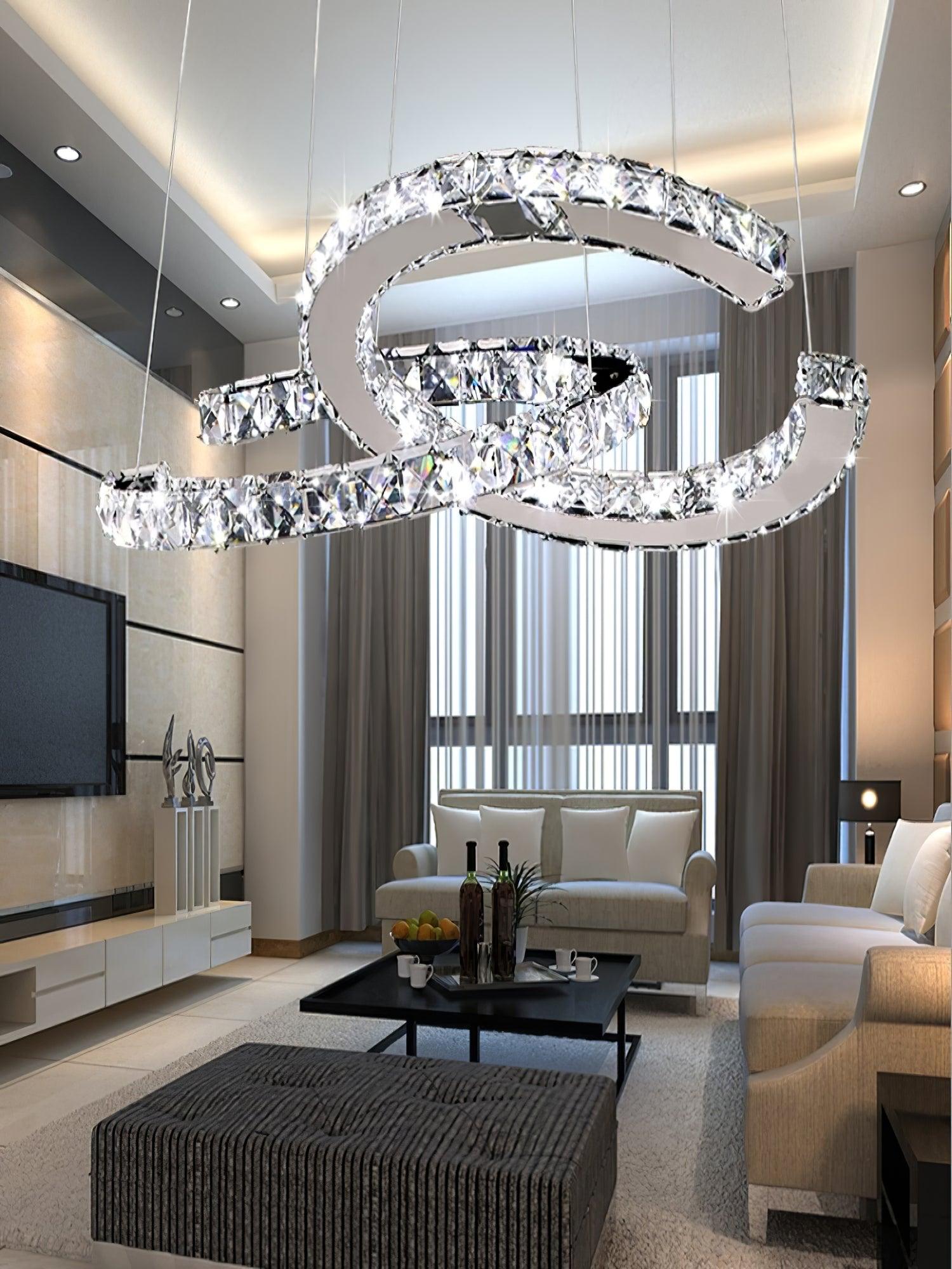 Modern Crystal Double C Chandelier - Letslighting