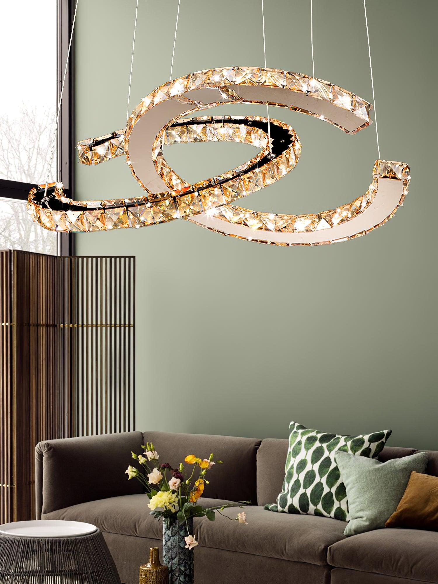 Modern Crystal Double C Chandelier - Letslighting