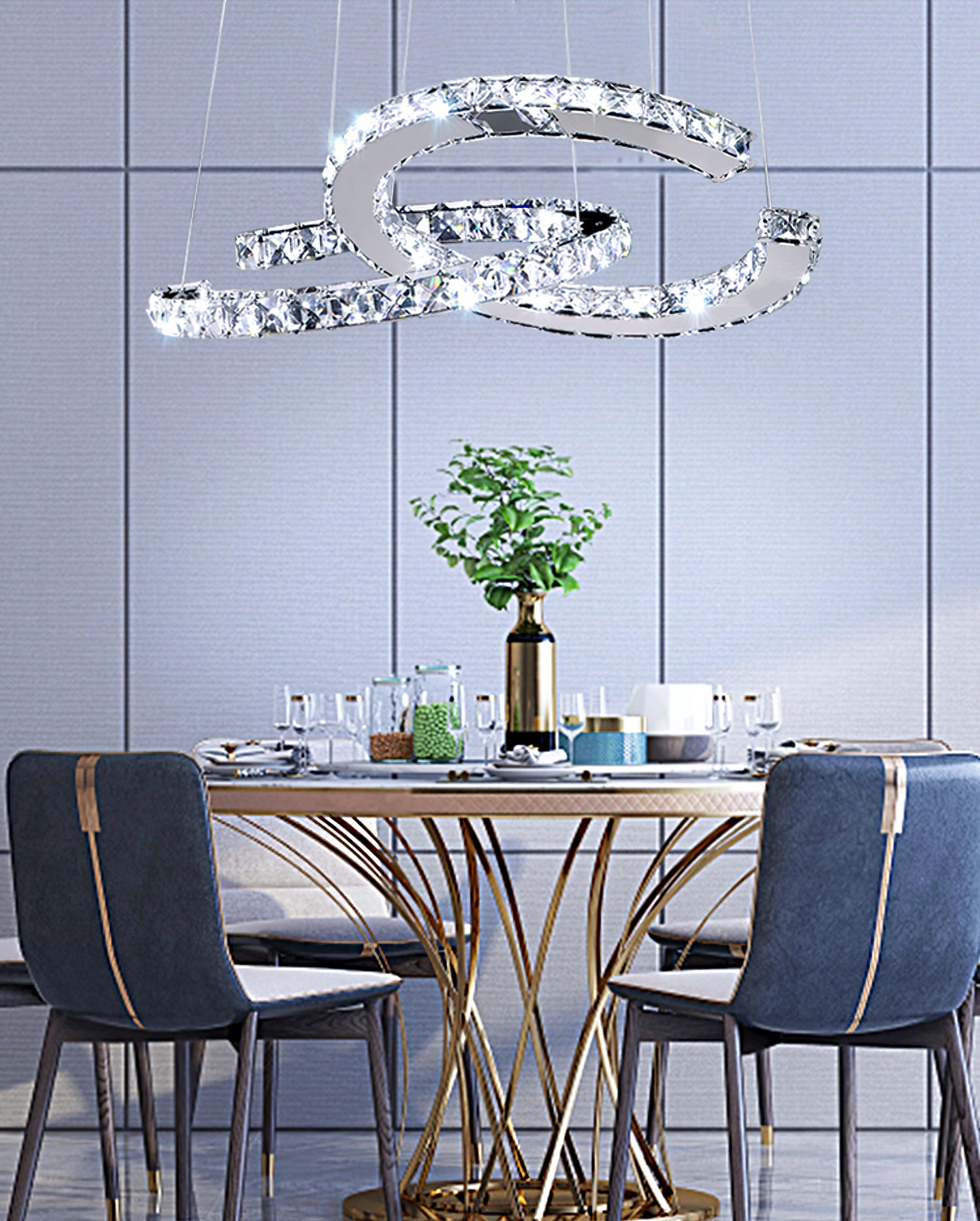 Modern Crystal Double C Chandelier - Letslighting