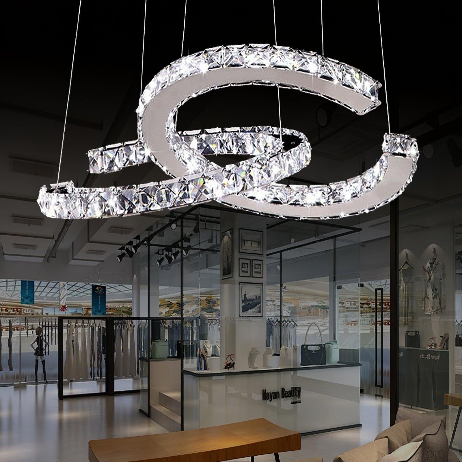 Modern Crystal Double C Chandelier - Letslighting