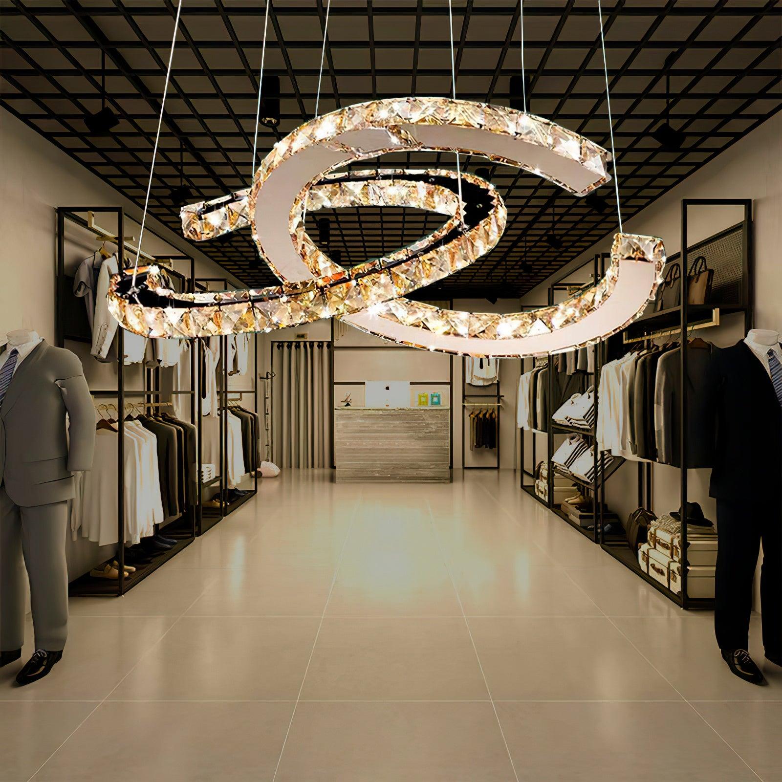 Modern Crystal Double C Chandelier - Letslighting