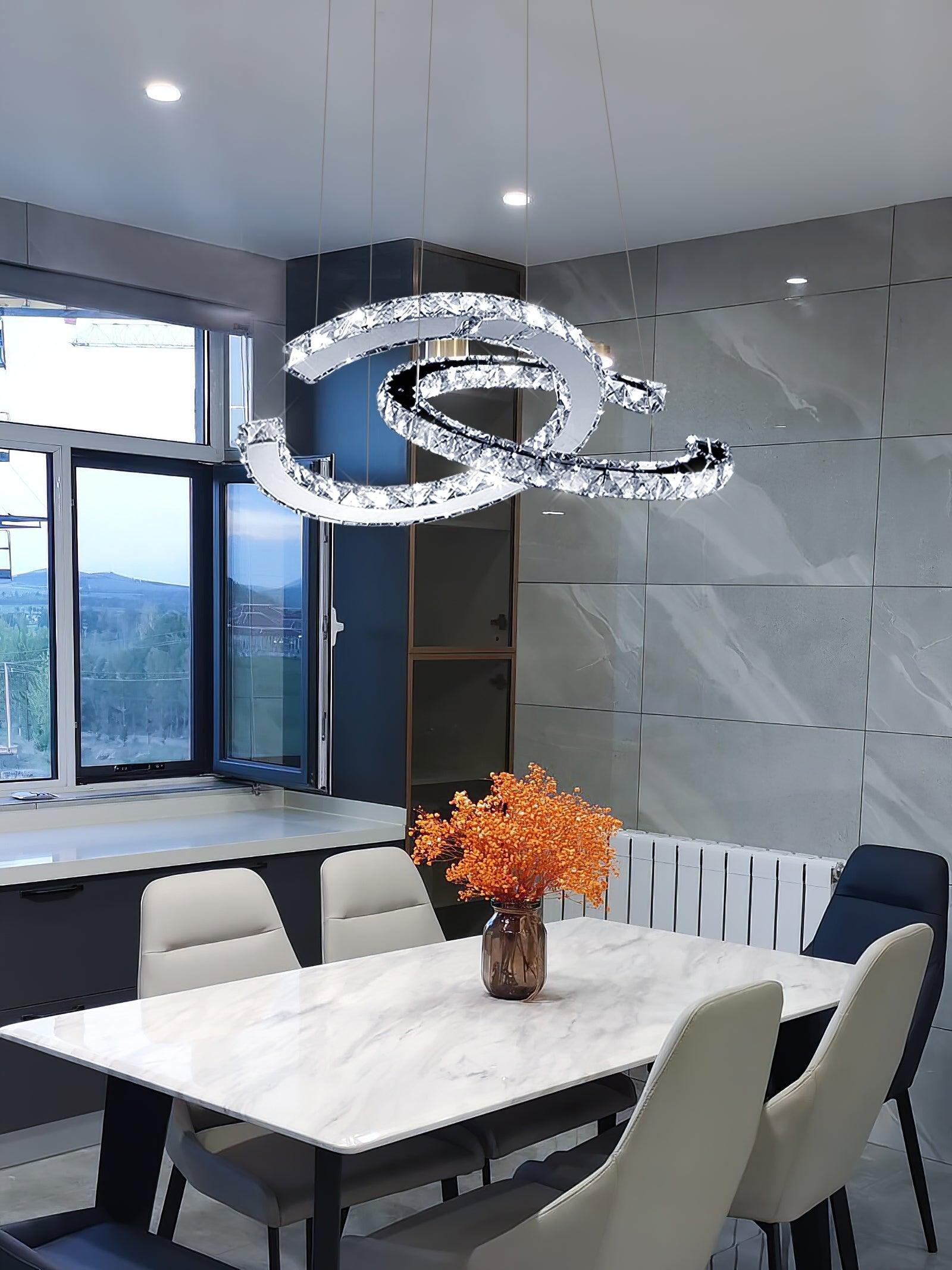 Modern Crystal Double C Chandelier - Letslighting