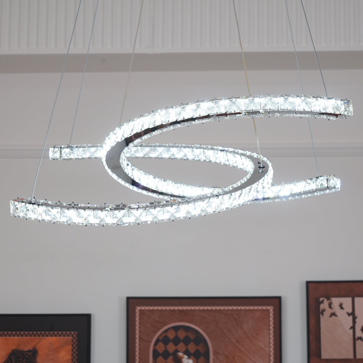 Modern Crystal Double C Chandelier - Letslighting