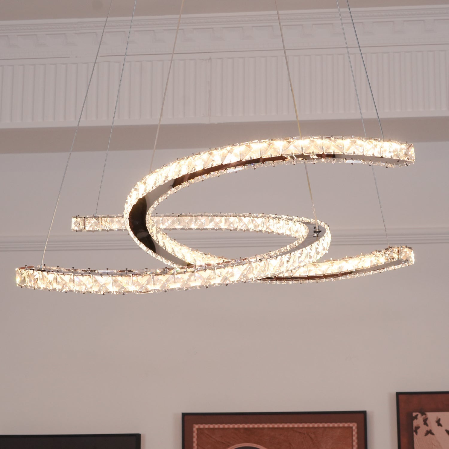 Modern Crystal Double C Chandelier - Letslighting