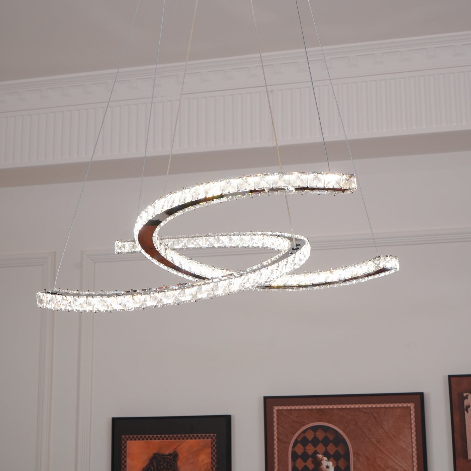 Modern Crystal Double C Chandelier - Letslighting