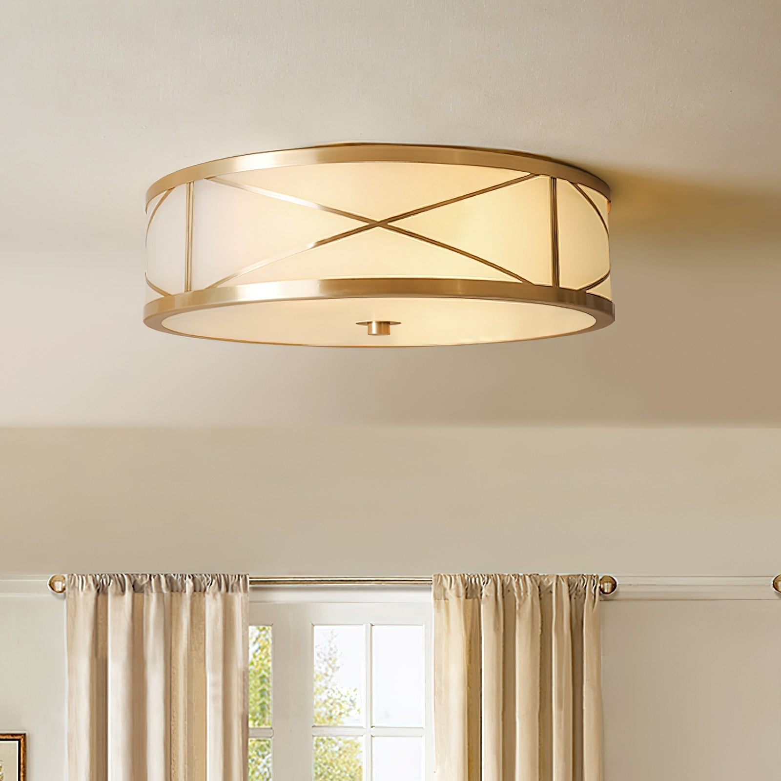 Vovene Modern Minimalist Brass Glass Ceiling Light - Lamp Copper