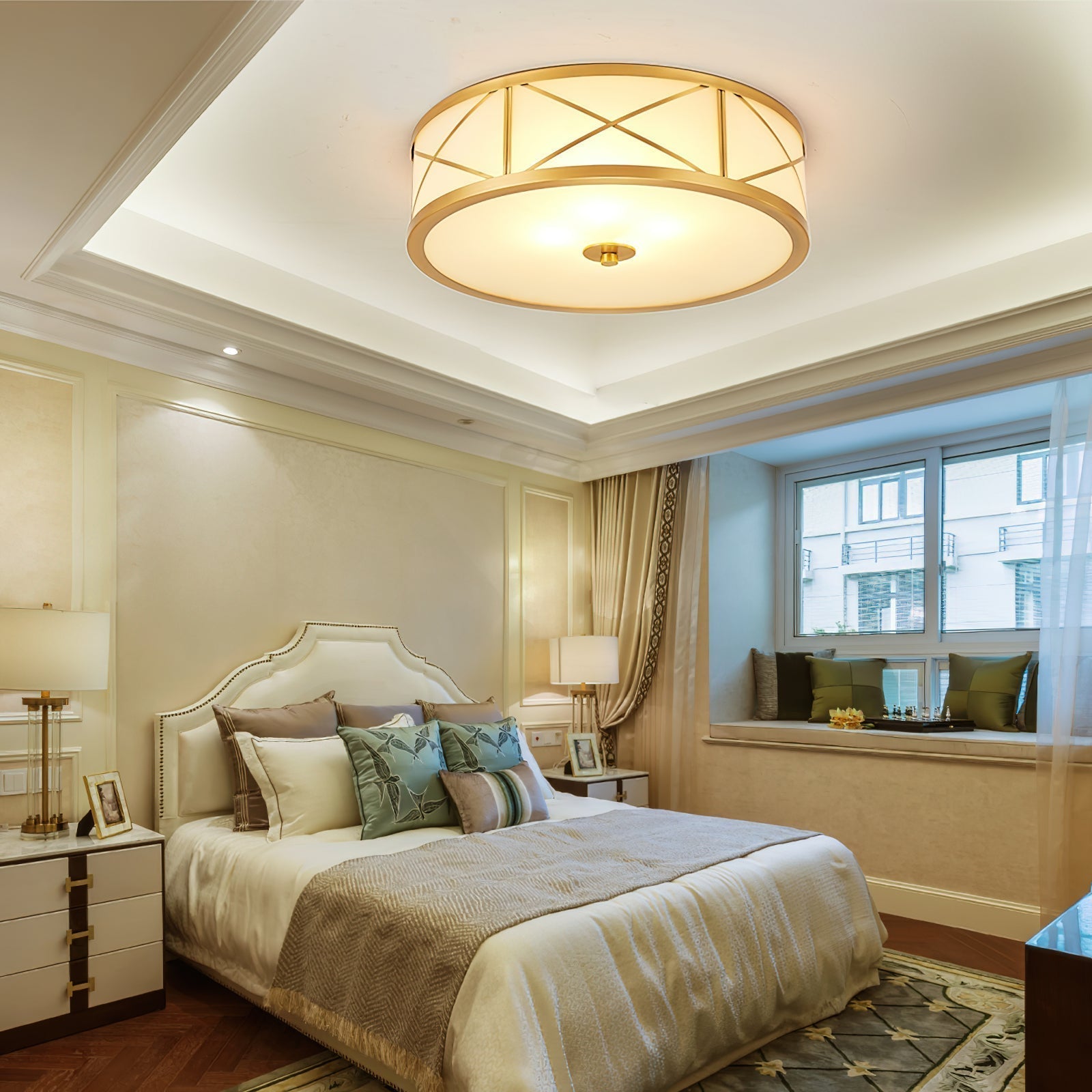 Vovene Modern Minimalist Brass Glass Ceiling Light - Lamp Copper