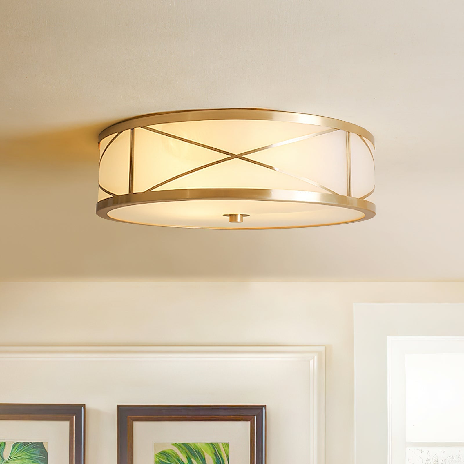 Vovene Modern Minimalist Brass Glass Ceiling Light - Lamp Copper