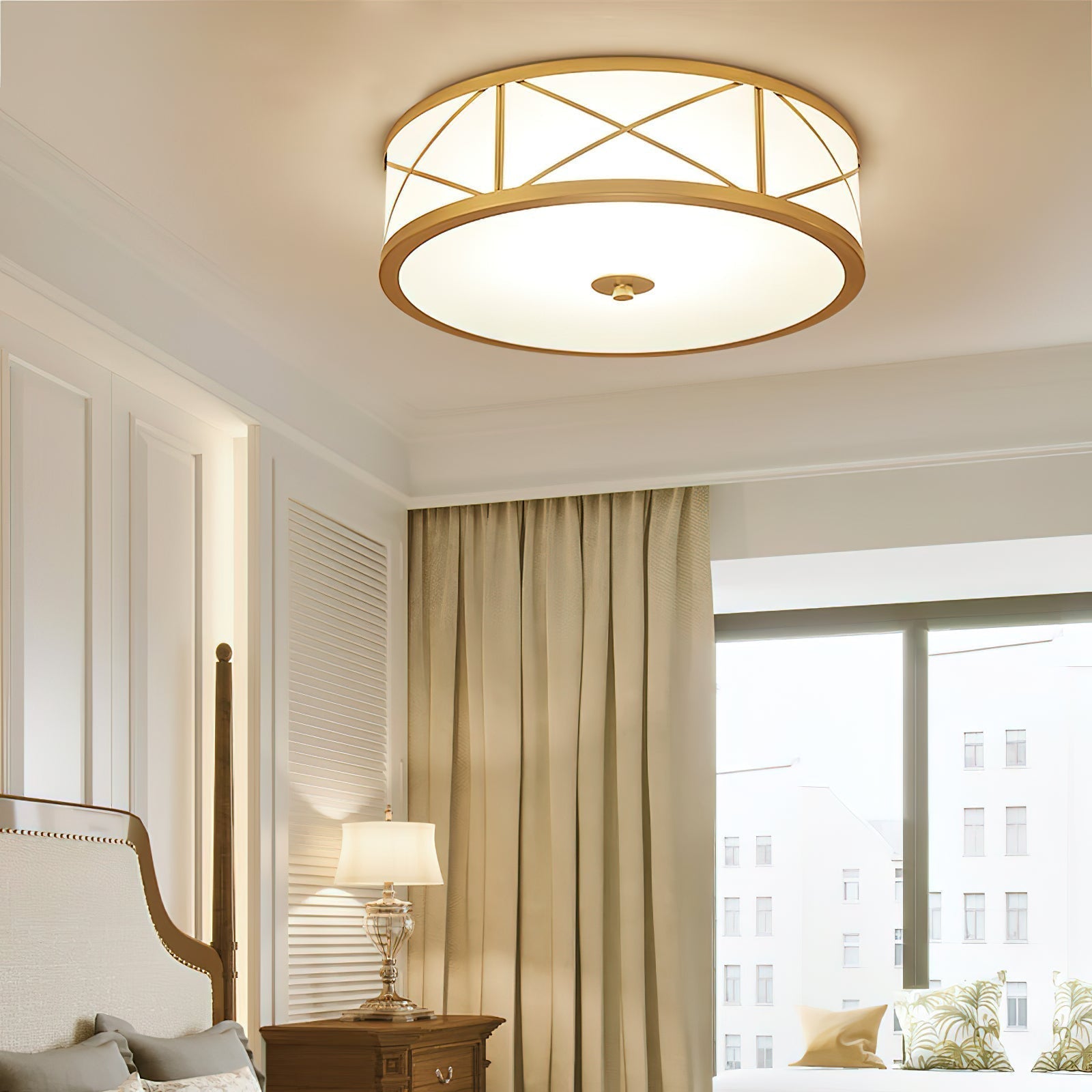 Vovene Modern Minimalist Brass Glass Ceiling Light - Lamp Copper