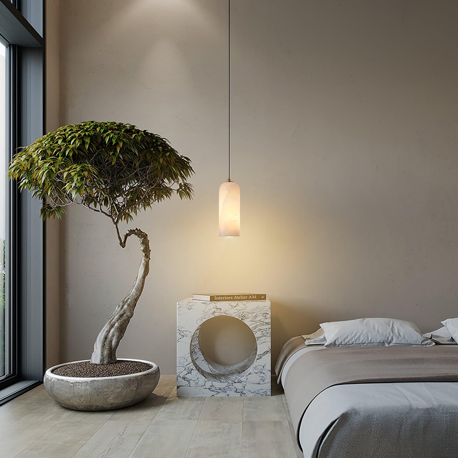 Zashayra Cylindrical Alabaster Pendant Light - Letslighting