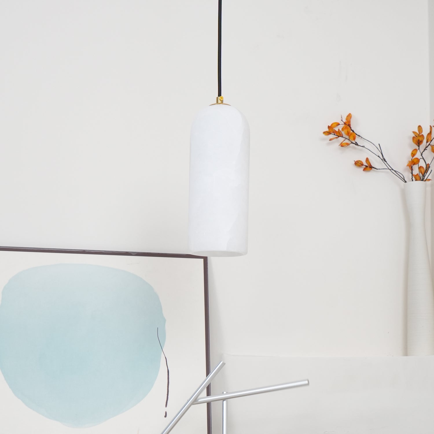 Zashayra Cylindrical Alabaster Pendant Light - Letslighting