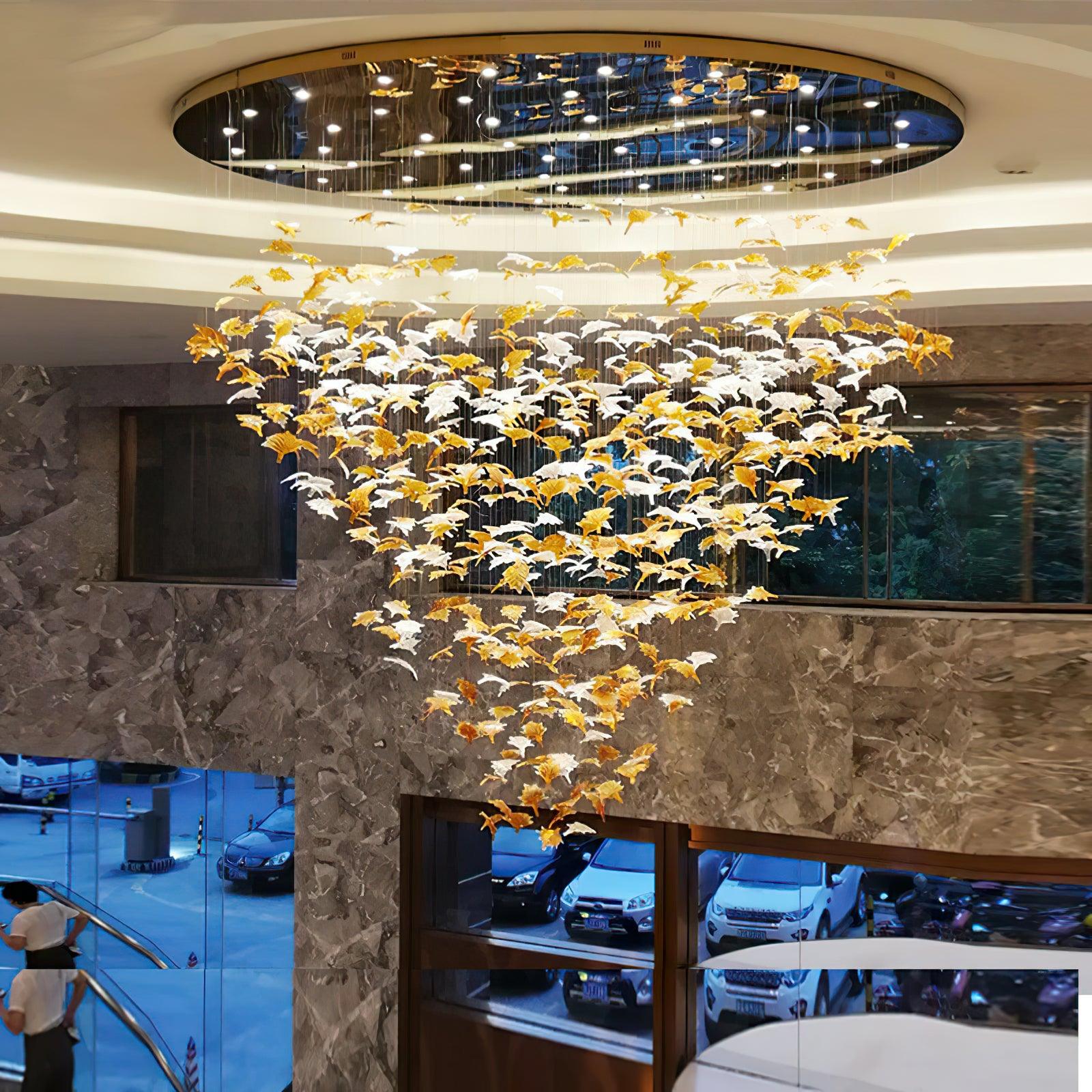 Syraean Multicolor Maple Leaf Metal Crystal Chandelier - Letslighting