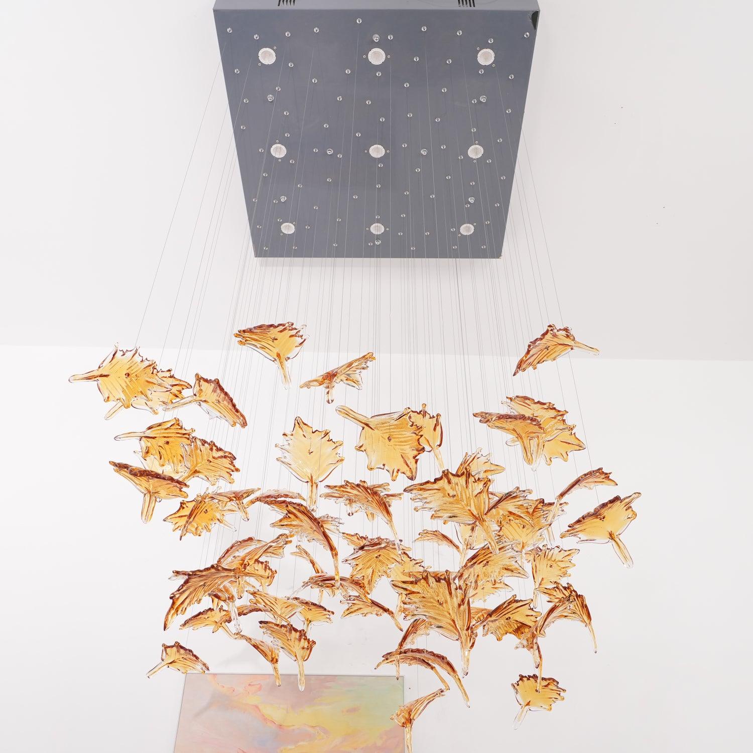 Syraean Multicolor Maple Leaf Metal Crystal Chandelier - Letslighting