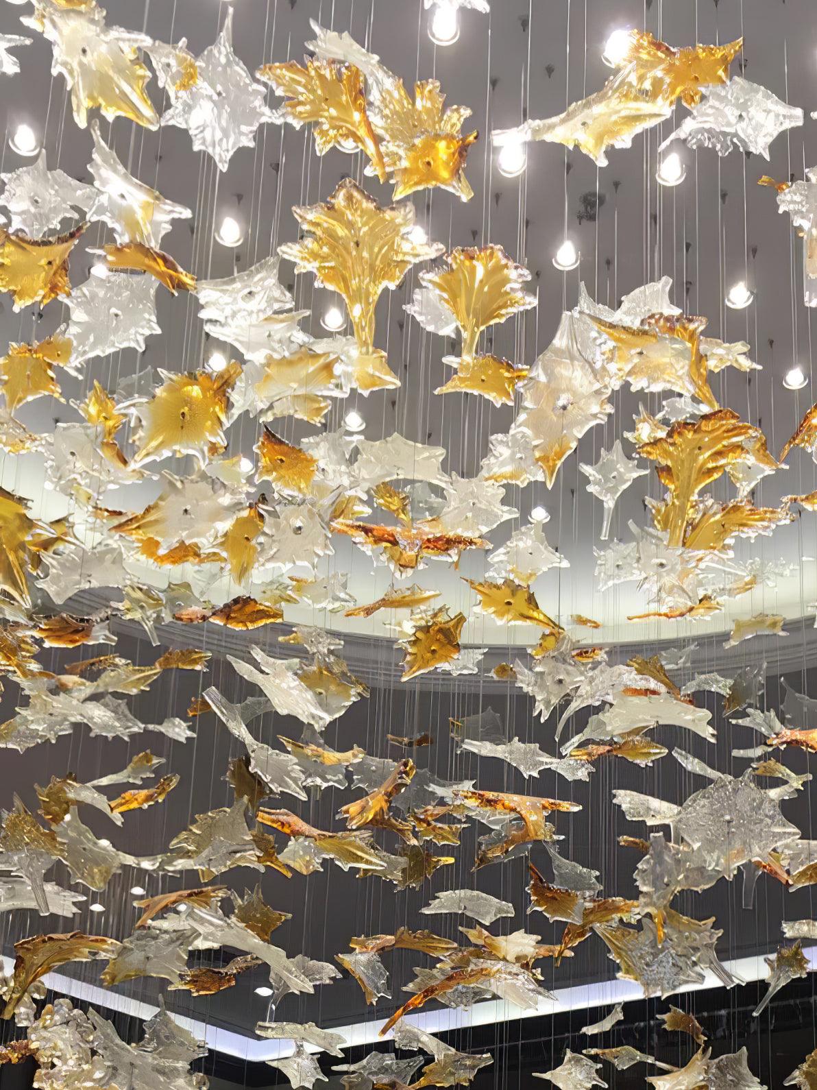 Syraean Multicolor Maple Leaf Metal Crystal Chandelier - Letslighting
