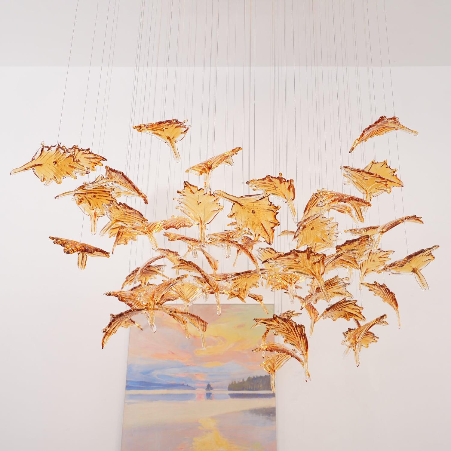 Syraean Multicolor Maple Leaf Metal Crystal Chandelier - Letslighting