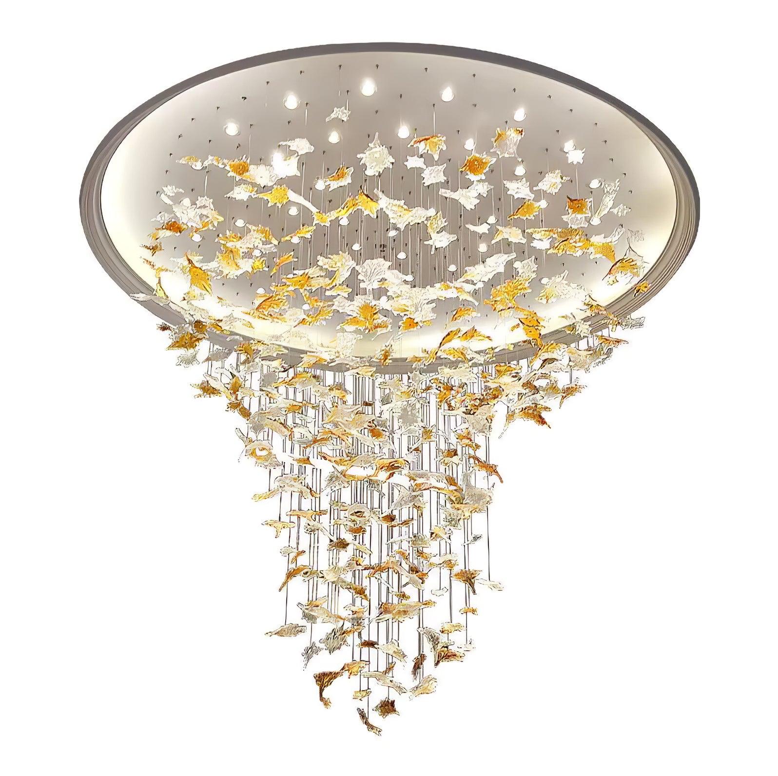 Syraean Multicolor Maple Leaf Metal Crystal Chandelier - Letslighting