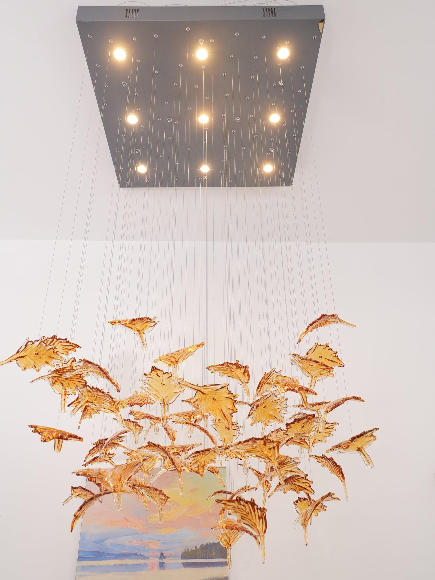 Syraean Multicolor Maple Leaf Metal Crystal Chandelier - Letslighting
