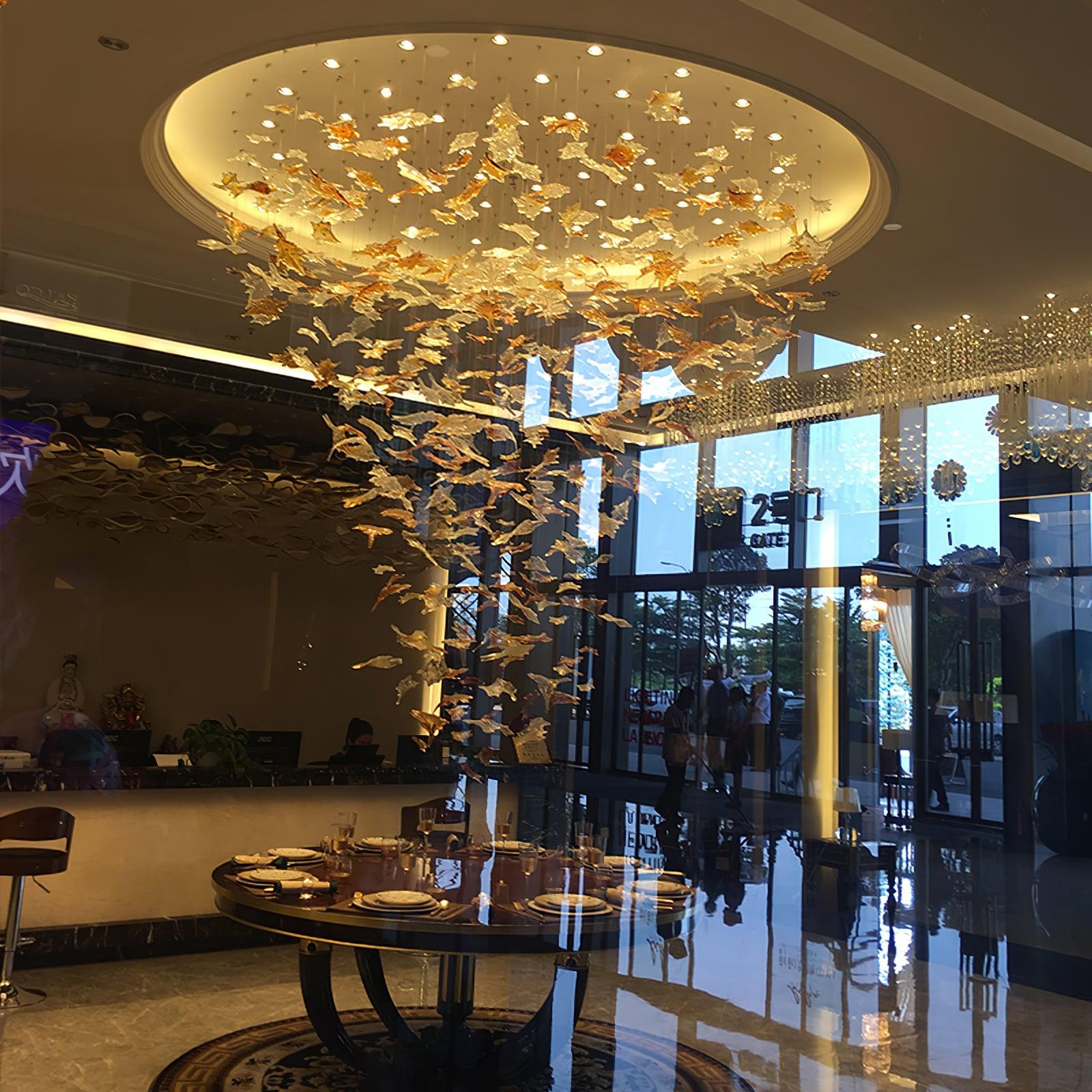 Syraean Multicolor Maple Leaf Metal Crystal Chandelier - Letslighting