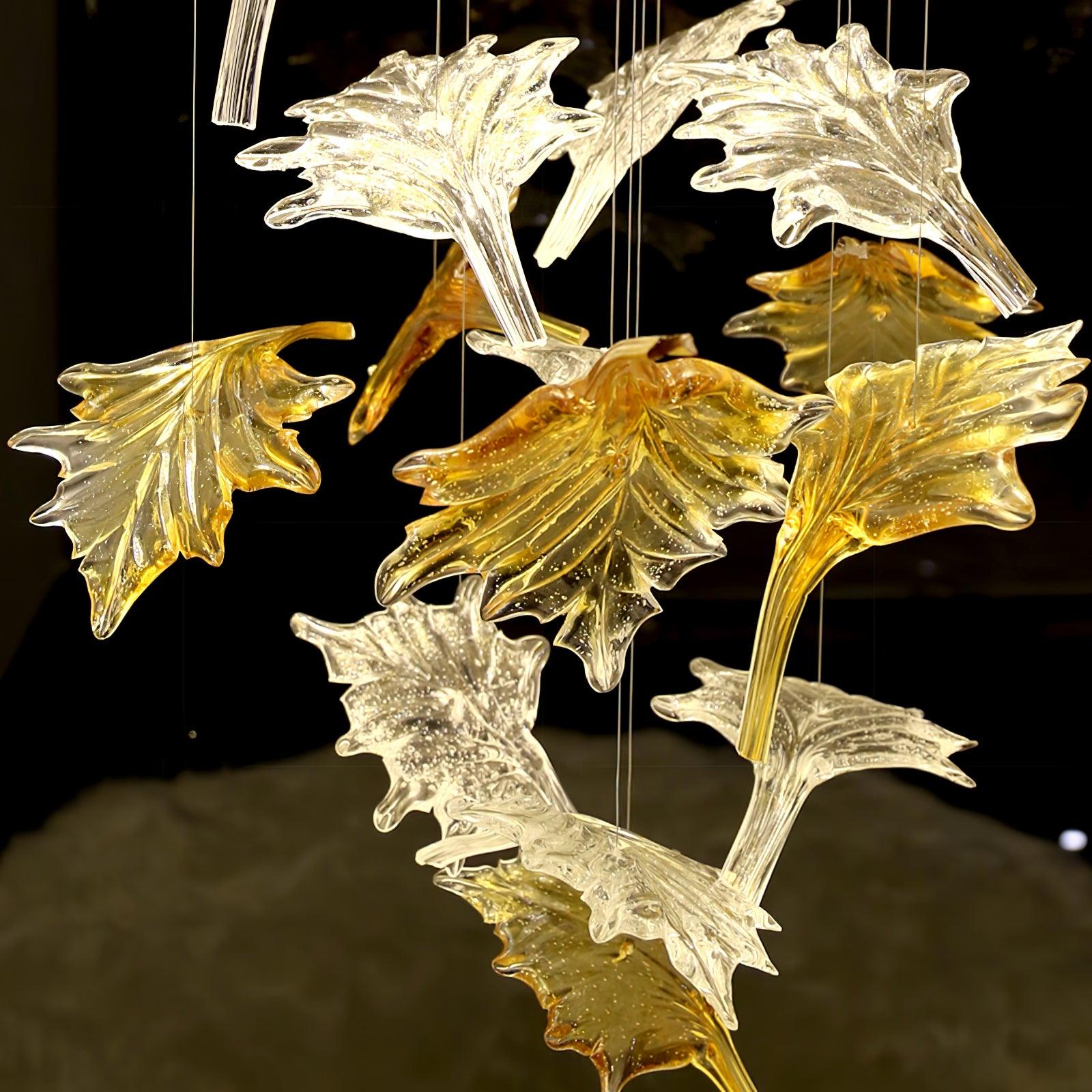 Syraean Multicolor Maple Leaf Metal Crystal Chandelier - Letslighting