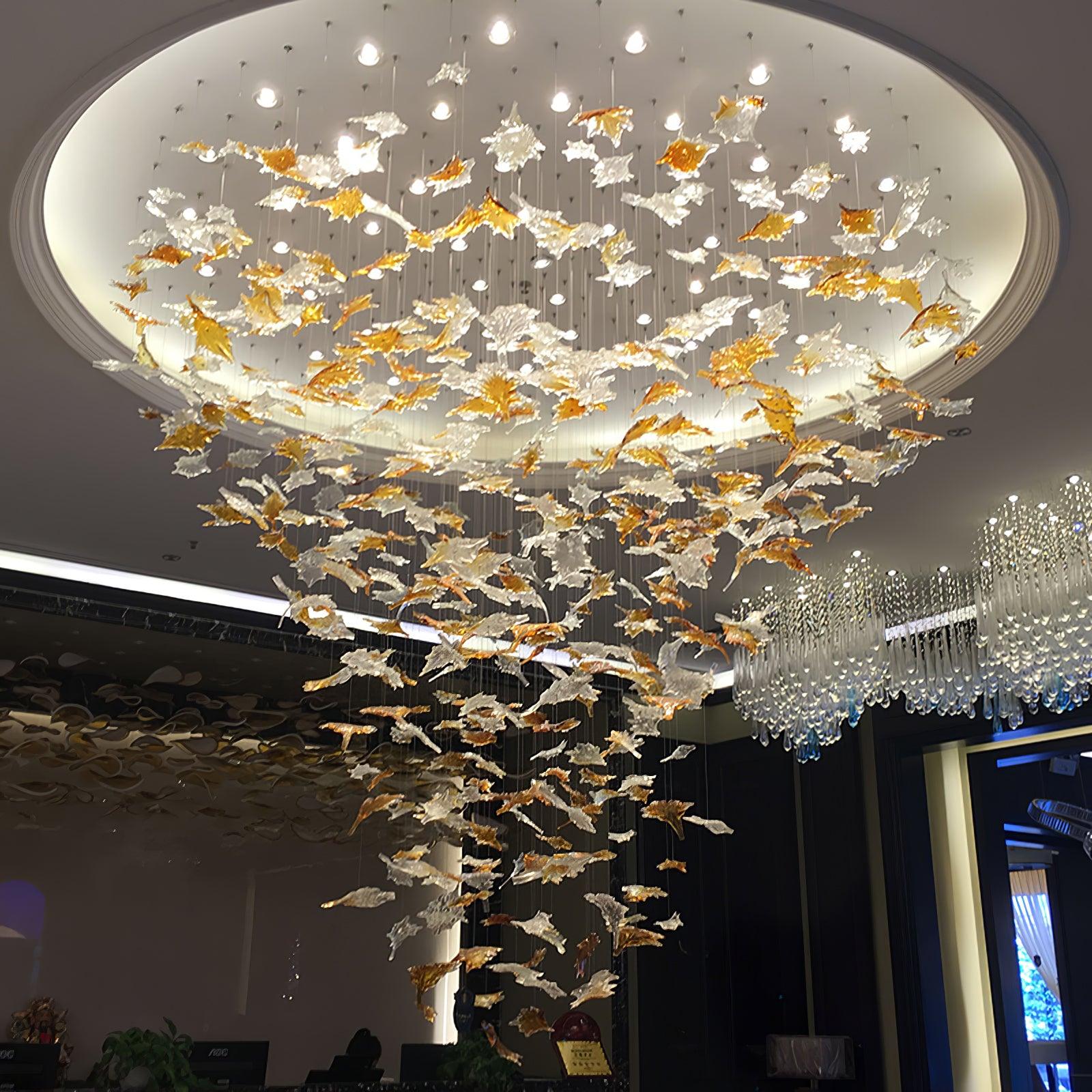 Syraean Multicolor Maple Leaf Metal Crystal Chandelier - Letslighting