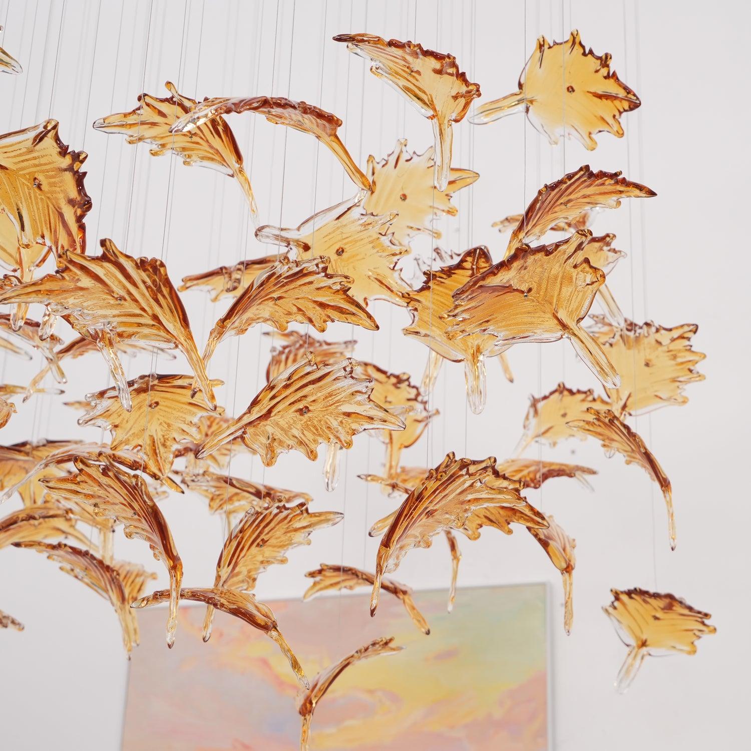 Syraean Multicolor Maple Leaf Metal Crystal Chandelier - Letslighting