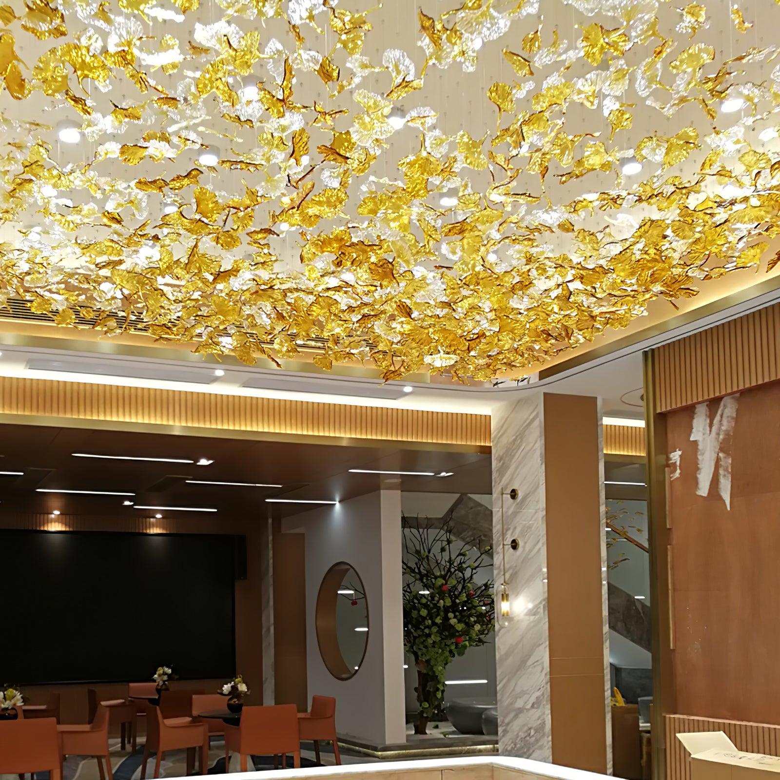 Syraean Multicolor Maple Leaf Metal Crystal Chandelier - Letslighting