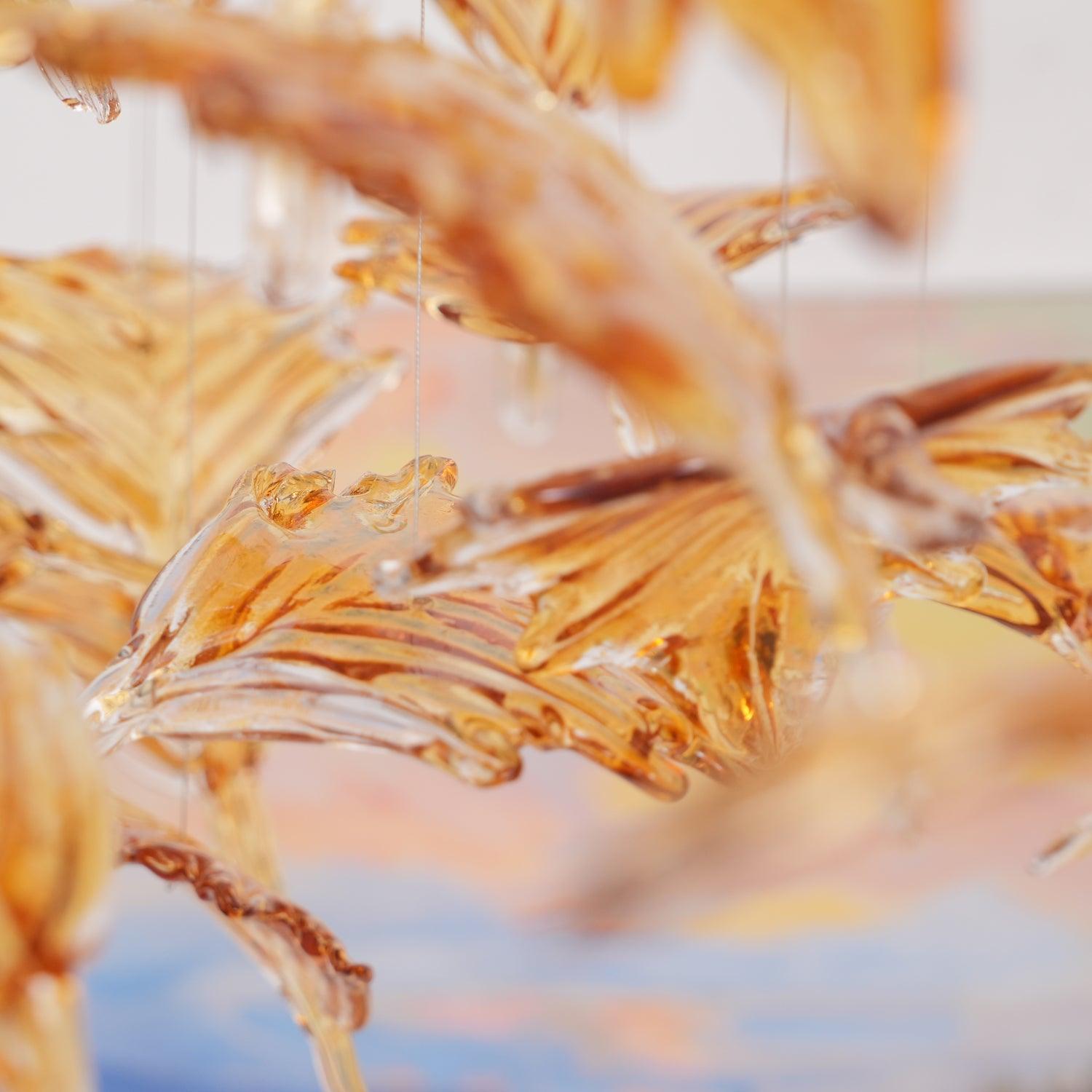 Syraean Multicolor Maple Leaf Metal Crystal Chandelier - Letslighting