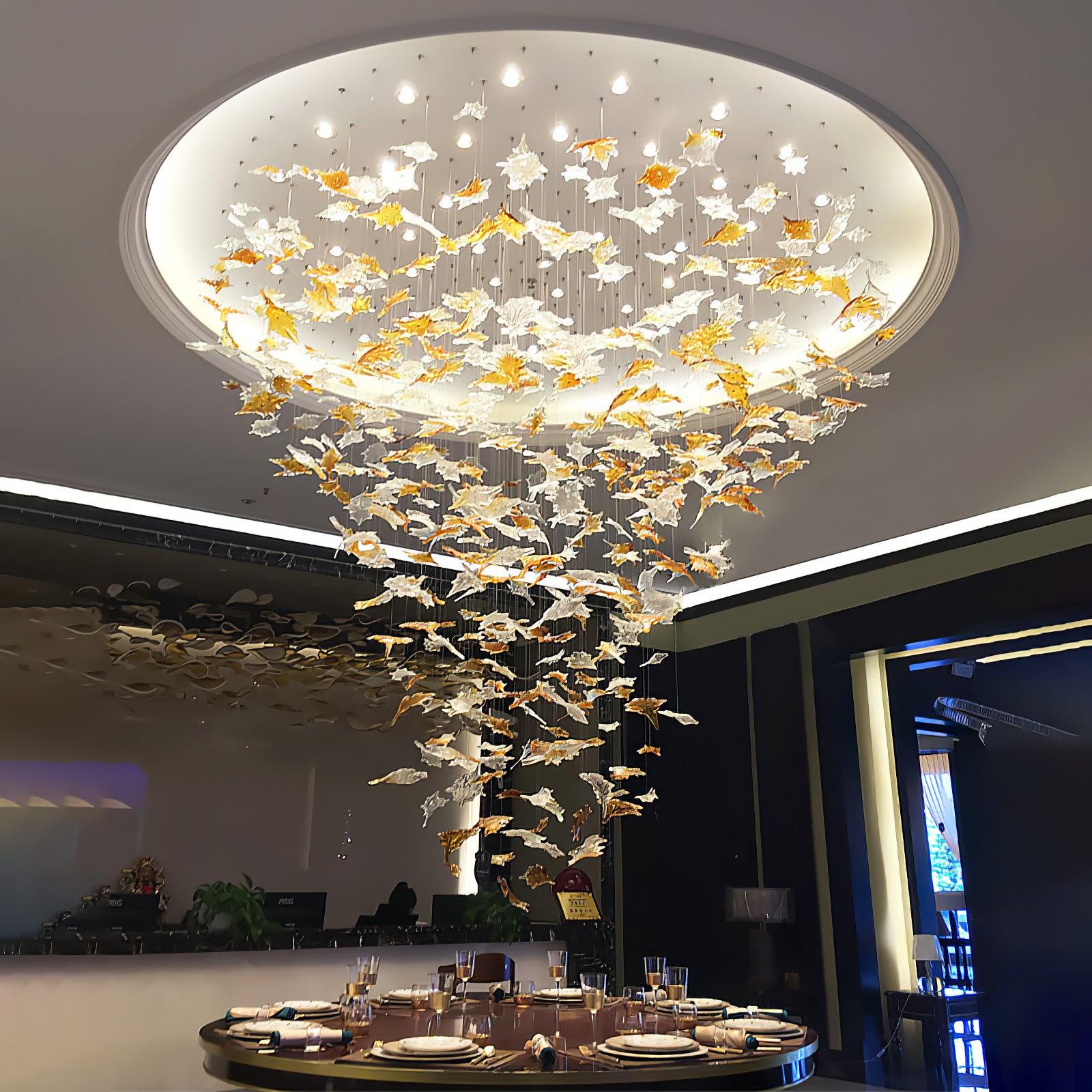 Syraean Multicolor Maple Leaf Metal Crystal Chandelier - Letslighting