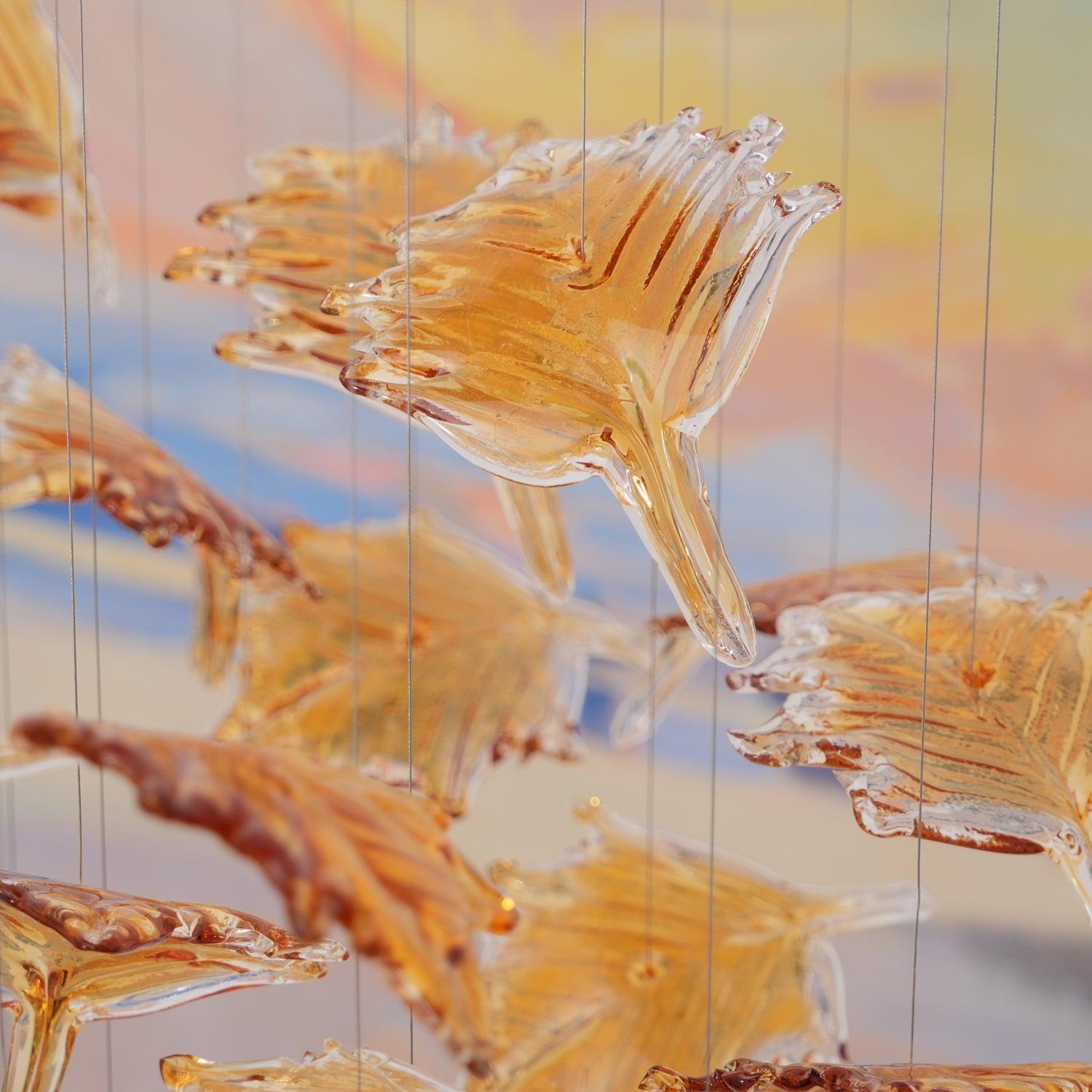 Syraean Multicolor Maple Leaf Metal Crystal Chandelier - Letslighting