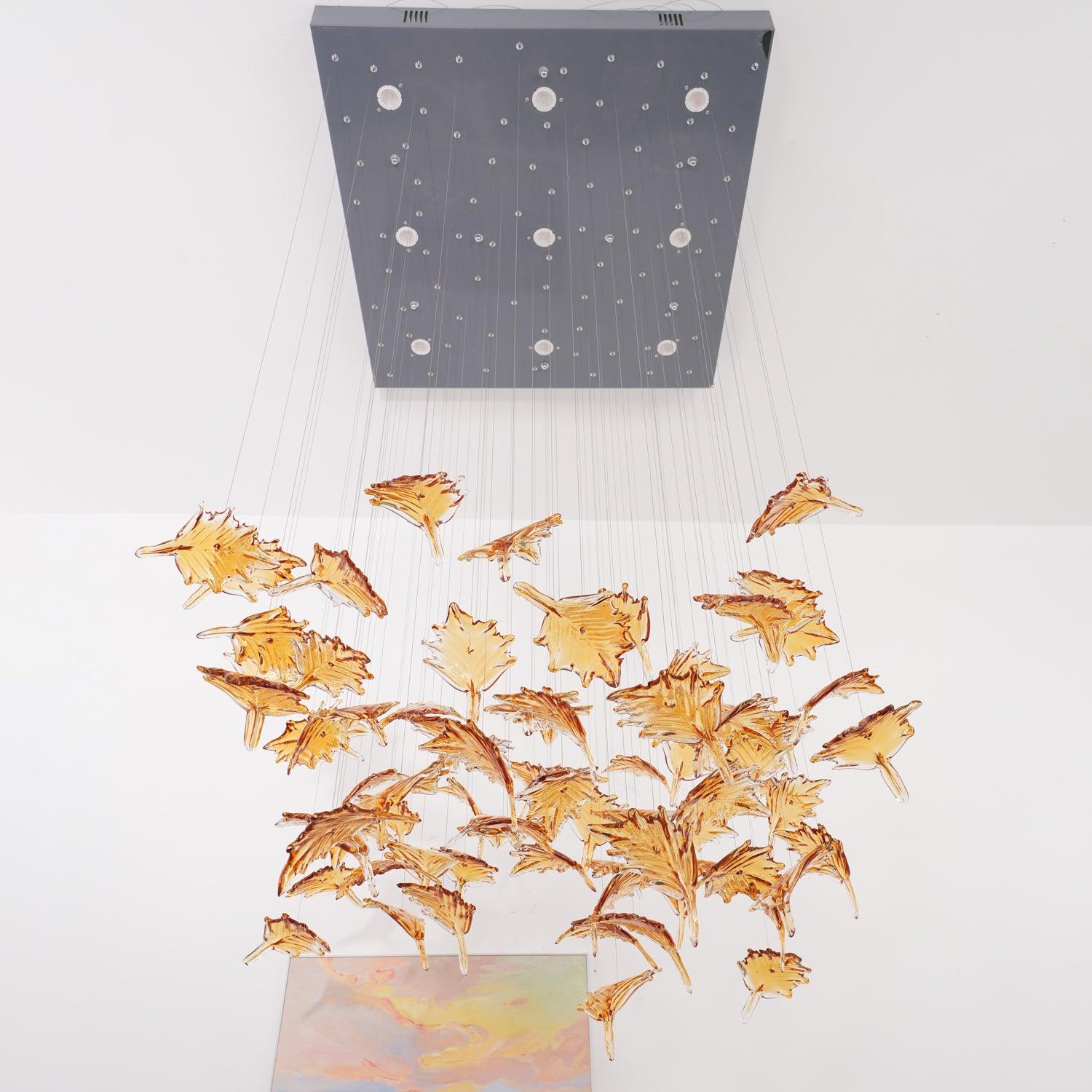 Syraean Multicolor Maple Leaf Metal Crystal Chandelier - Letslighting