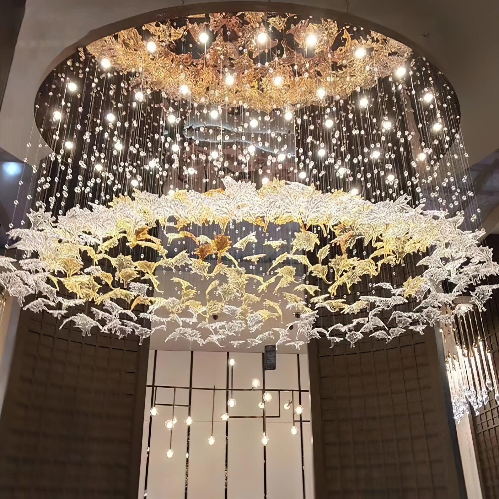 Syraean Multicolor Maple Leaf Metal Crystal Chandelier - Letslighting
