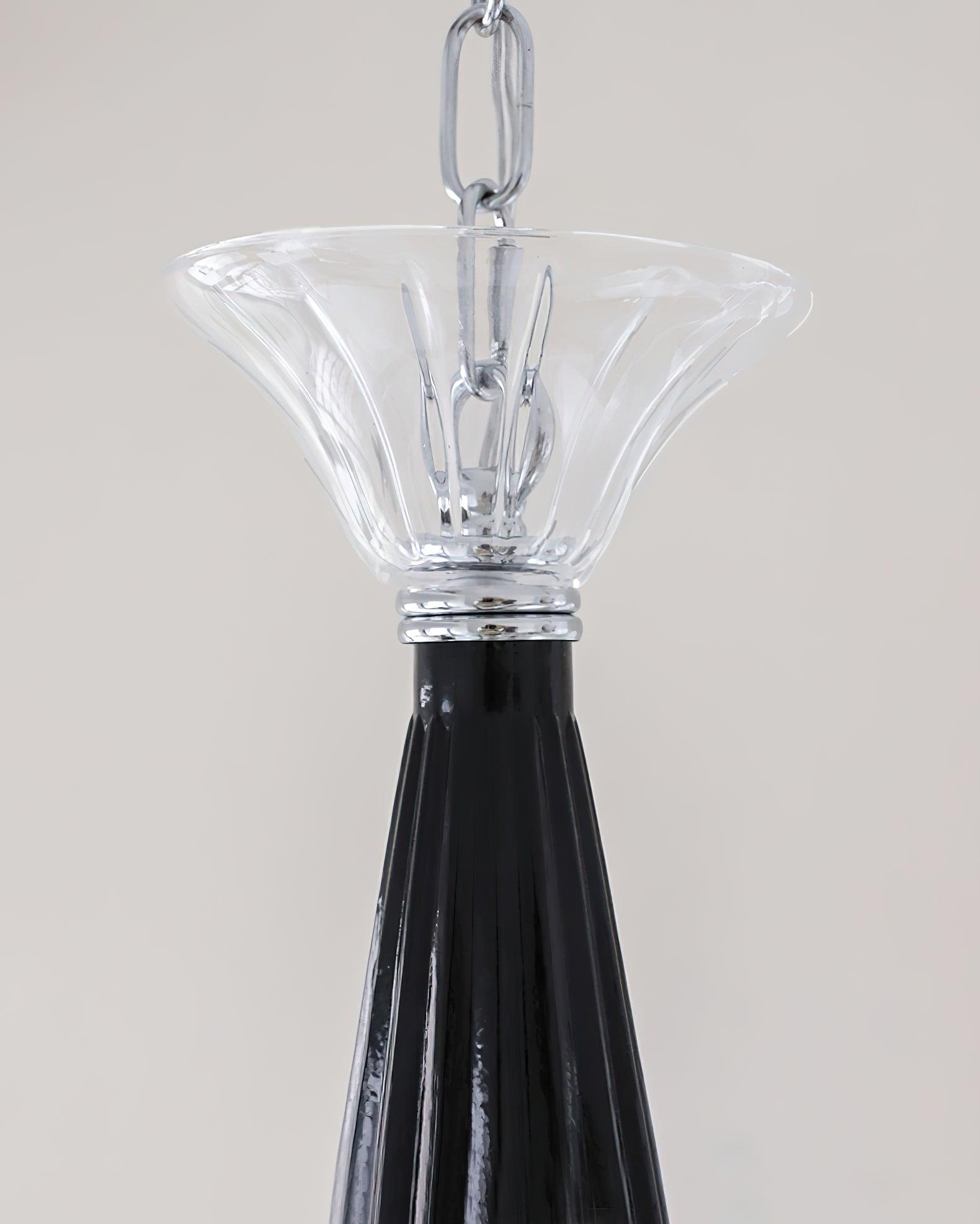 Aurora Chandelier Black Murano Candle Arm Glass Classic - Letslighting