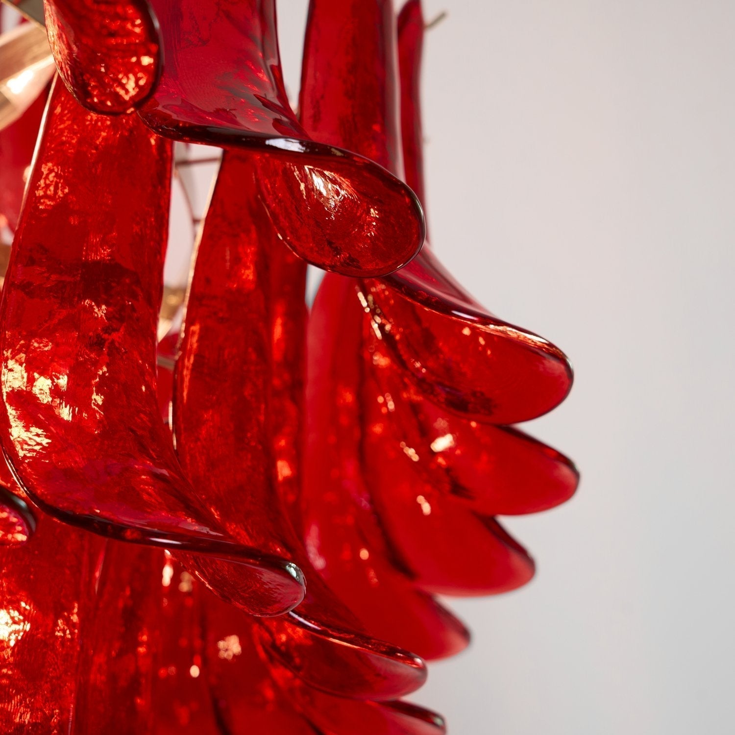Aurora Chandelier Crimson Murano Petals Bold Art Glass - Letslighting