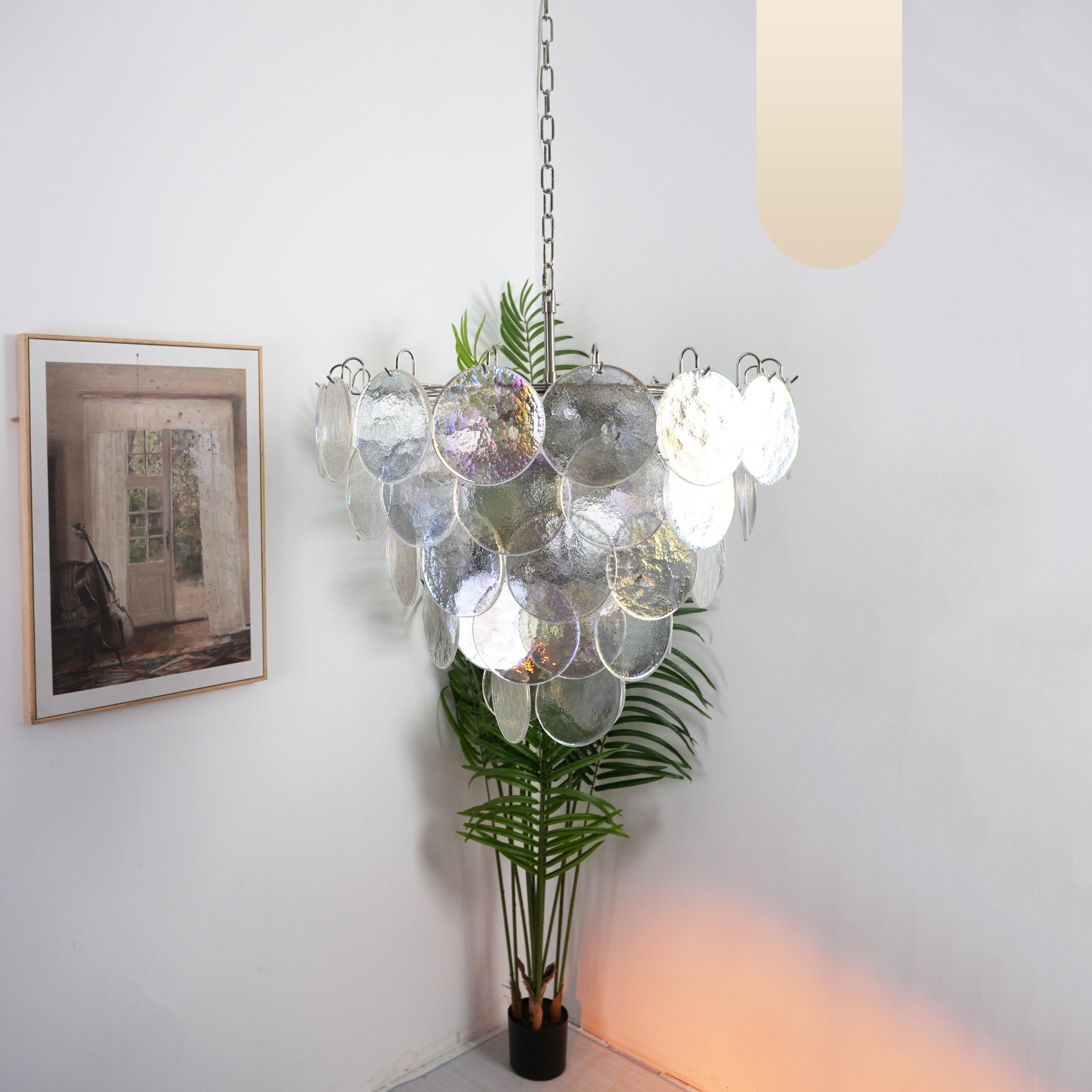 Aurora Chandelier Iridescent Murano Glass Disc - Letslighting