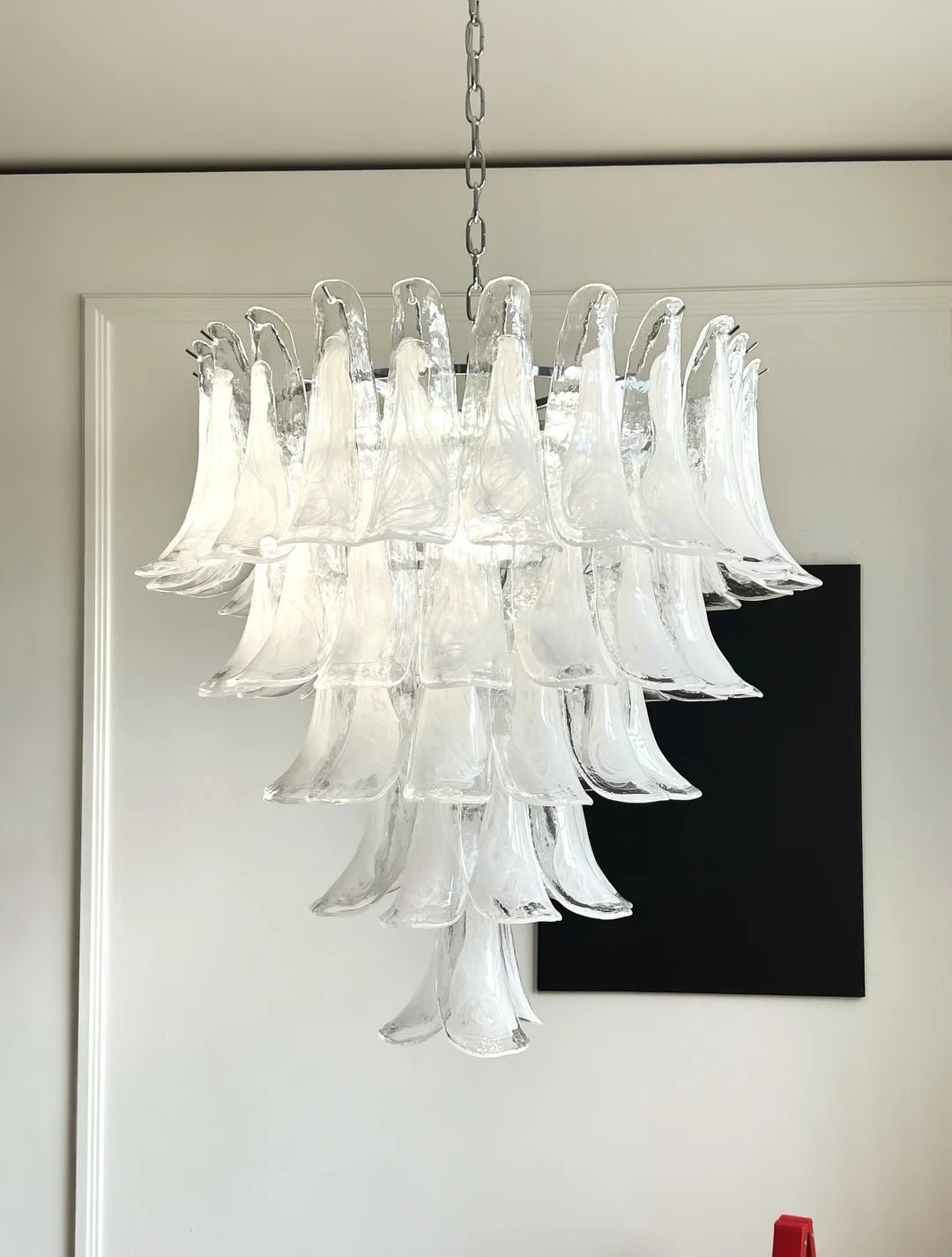 Aurora Chandelier Clear Murano Glass Petal Vintage - Letslighting