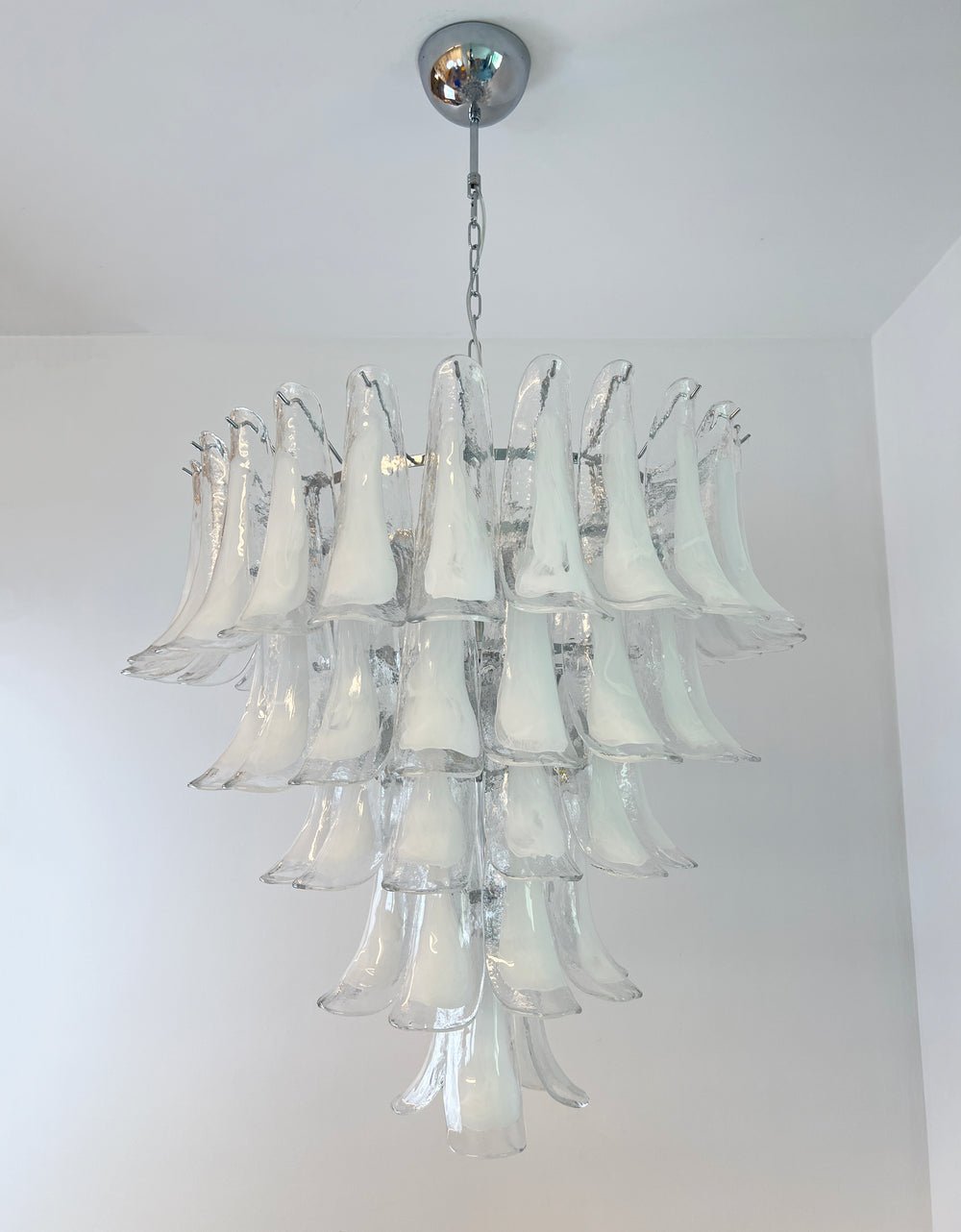 Aurora Chandelier Clear Murano Glass Petal Vintage - Letslighting