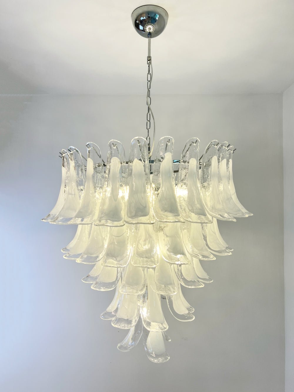 Aurora Chandelier Clear Murano Glass Petal Vintage - Letslighting
