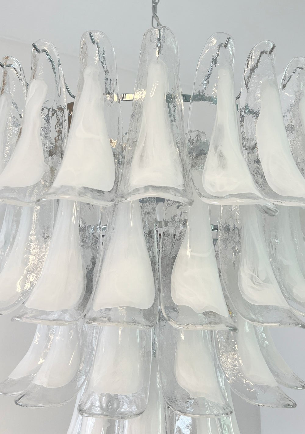 Aurora Chandelier Clear Murano Glass Petal Vintage - Letslighting