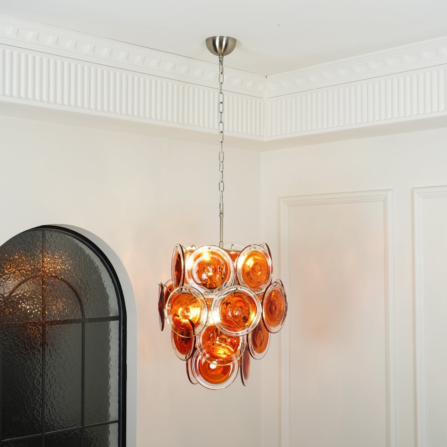 Aurora Chandelier Murano Orange Glass - Letslighting