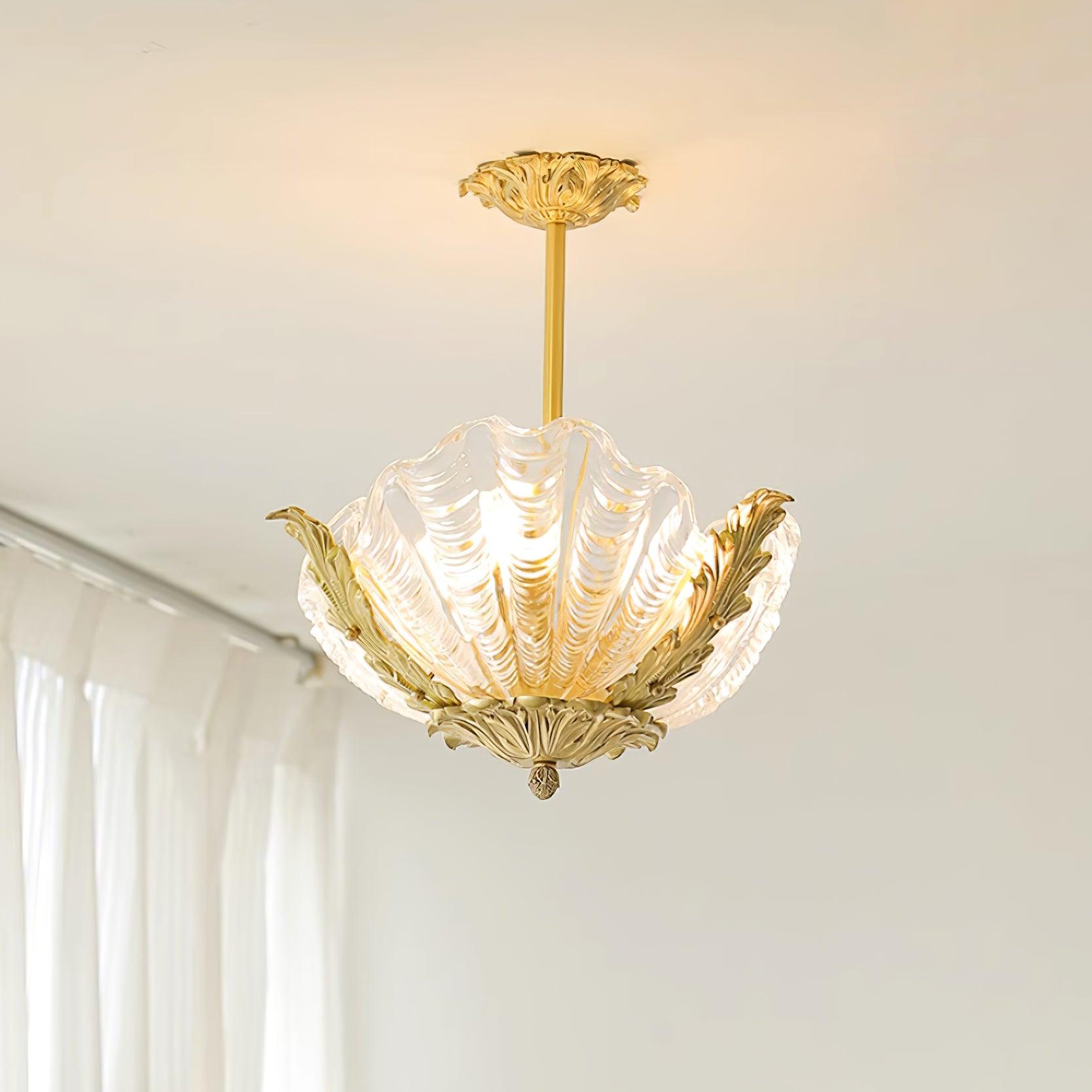 Pendant Lamp Pink Murano Shell with Brass Baroque - Letslighting