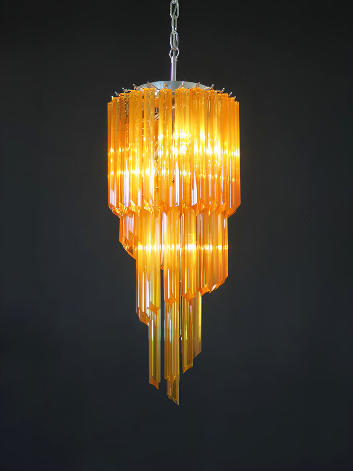 Aurora Chandelier Spiral Pink Prism Tiered - Letslighting