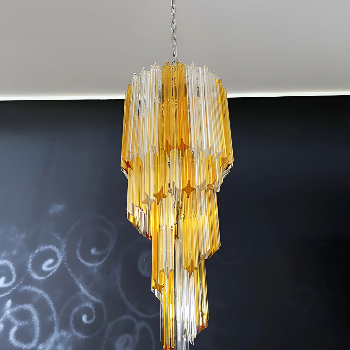 Aurora Chandelier Spiral Pink Prism Tiered - Letslighting