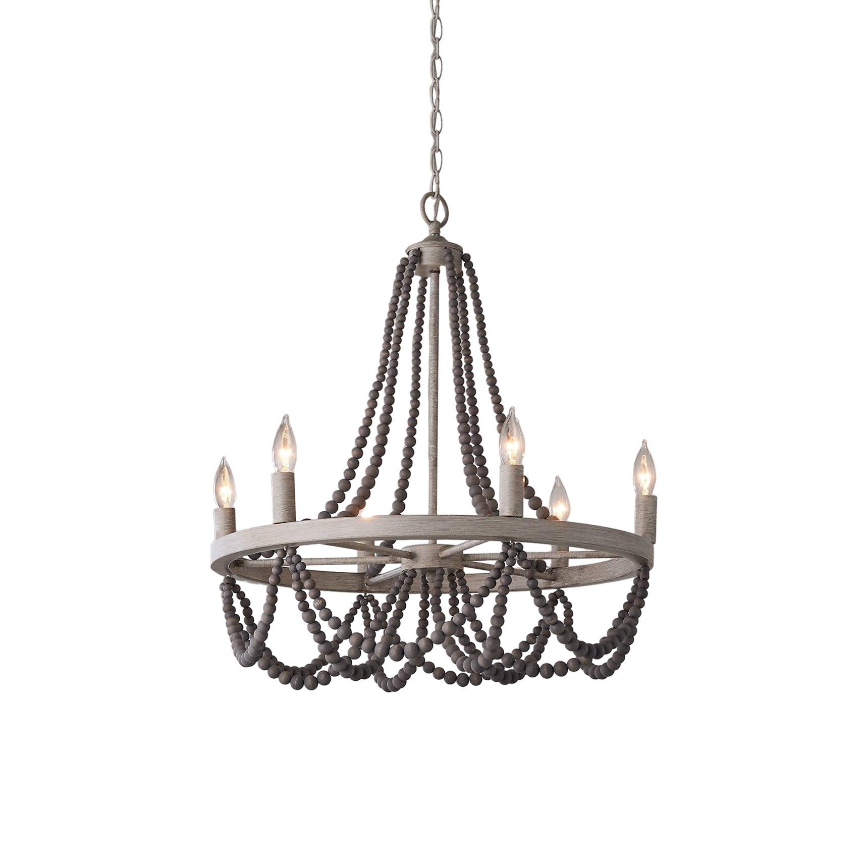Alshaan Vintage Industrial Wooden Metal Chandelier - Lamp Copper