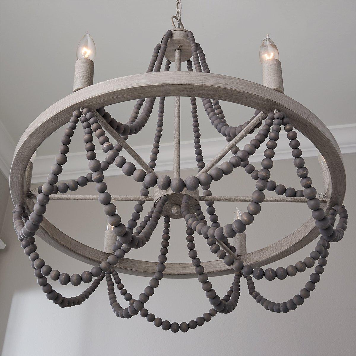 Alshaan Vintage Industrial Wooden Metal Chandelier - Lamp Copper