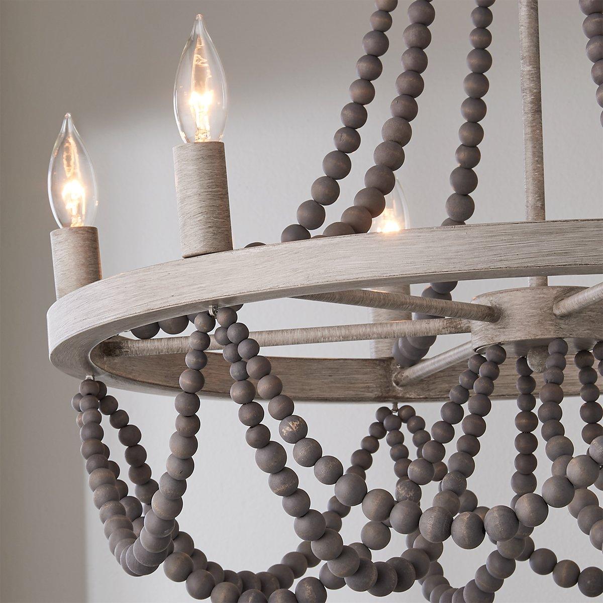 Alshaan Vintage Industrial Wooden Metal Chandelier - Lamp Copper