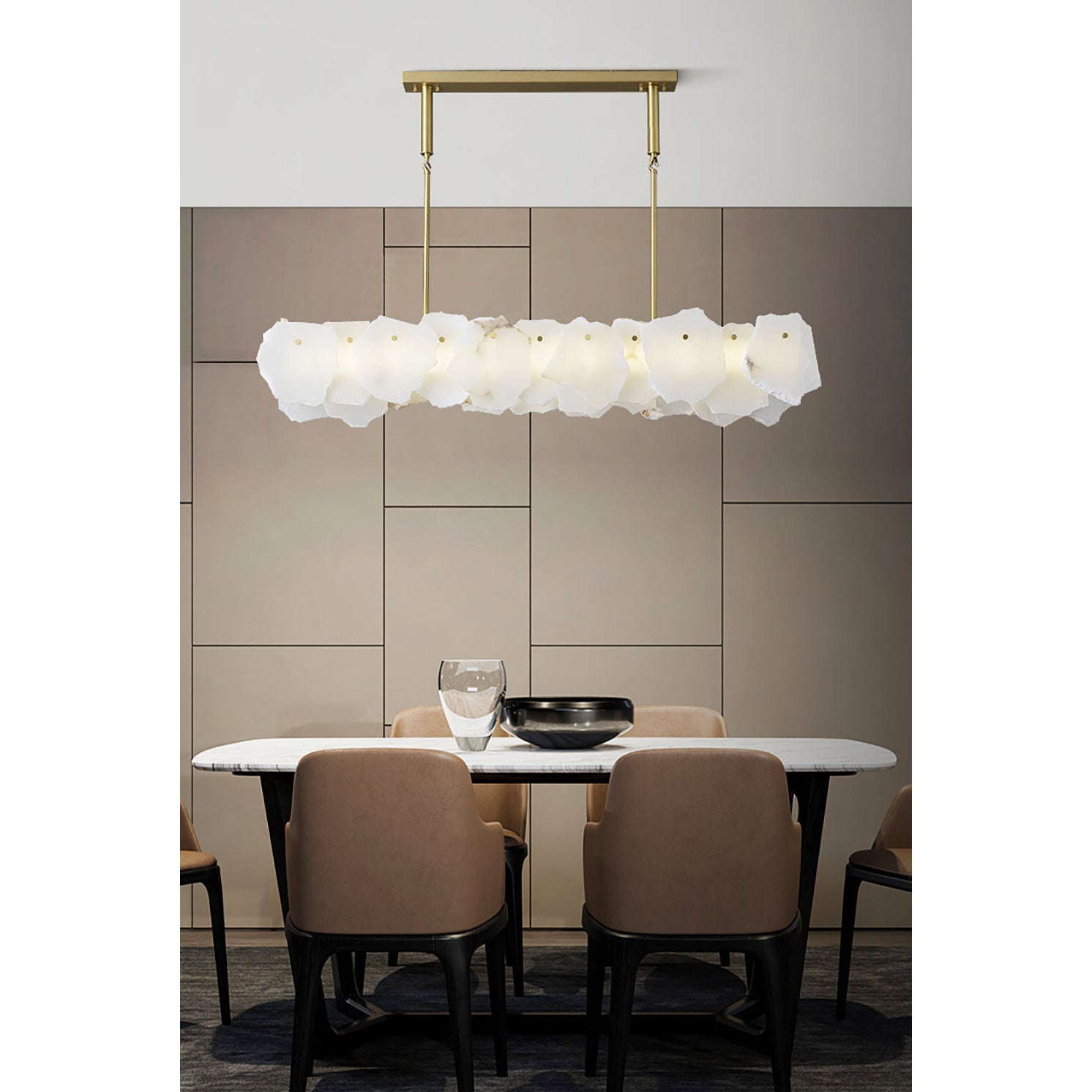 Catala Modern Minimalist Brass Alabaster Chandelier - Lamp Copper