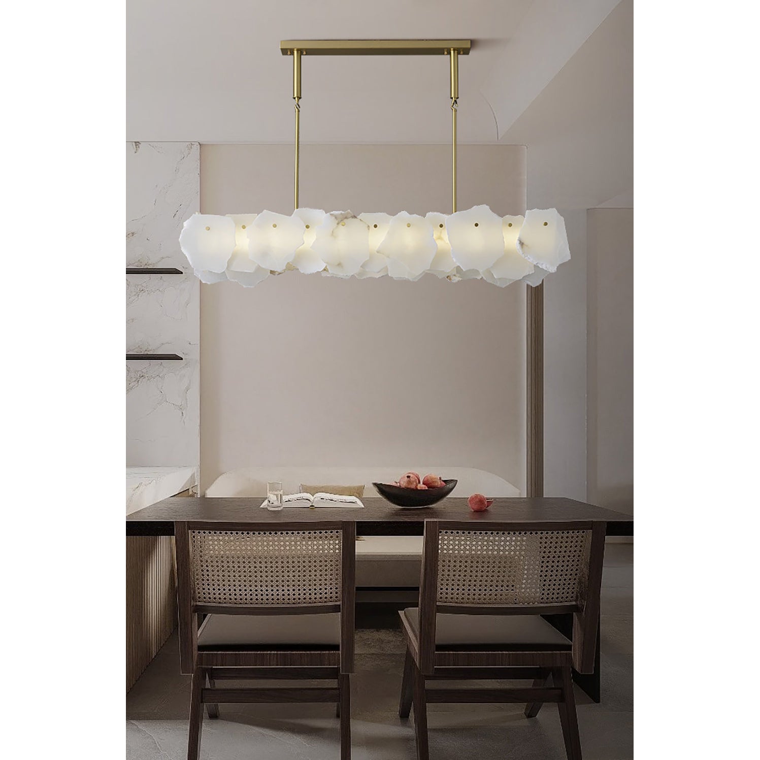 Catala Modern Minimalist Brass Alabaster Chandelier - Lamp Copper