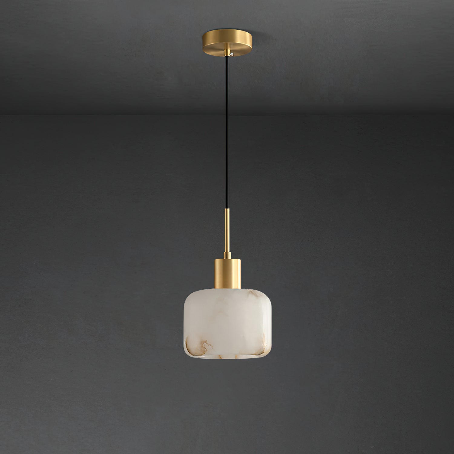Eliriel Natural Small Alabaster Pendant Light - Lamp Copper