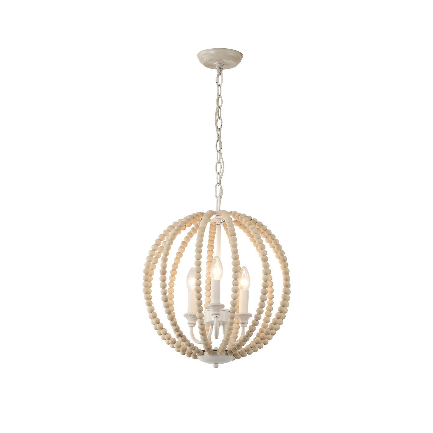 Vanoren Modern Minimalist Beaded Wooden Metal Pendant Lamp - Lamp Copper